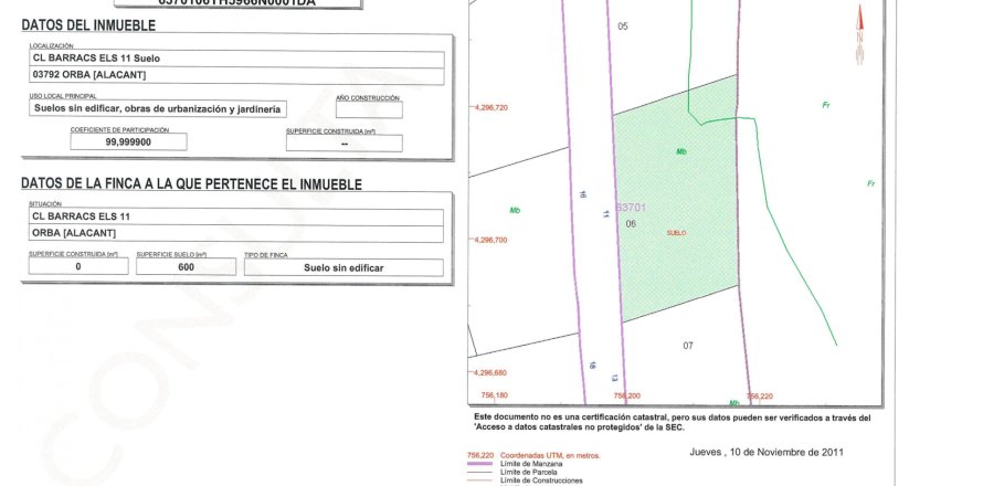 Land in Orba, Alicante, Spanien Nr. 183962