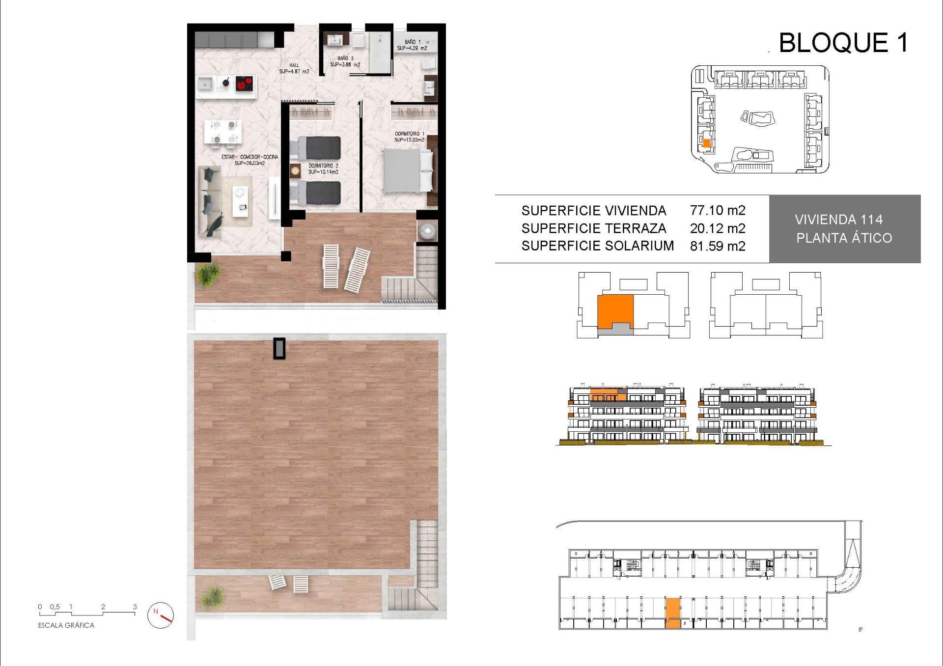 Kattohuoneisto Torrevieja, Alicante, Espanja 2 makuuhuonetta, 77 m2 No. 137620