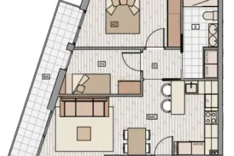 Dzīvoklis pārdošanā Badalona, Barcelona, Spānijā 2 istabas, 59.48 m2 Nr. 167027 - attēls 3
