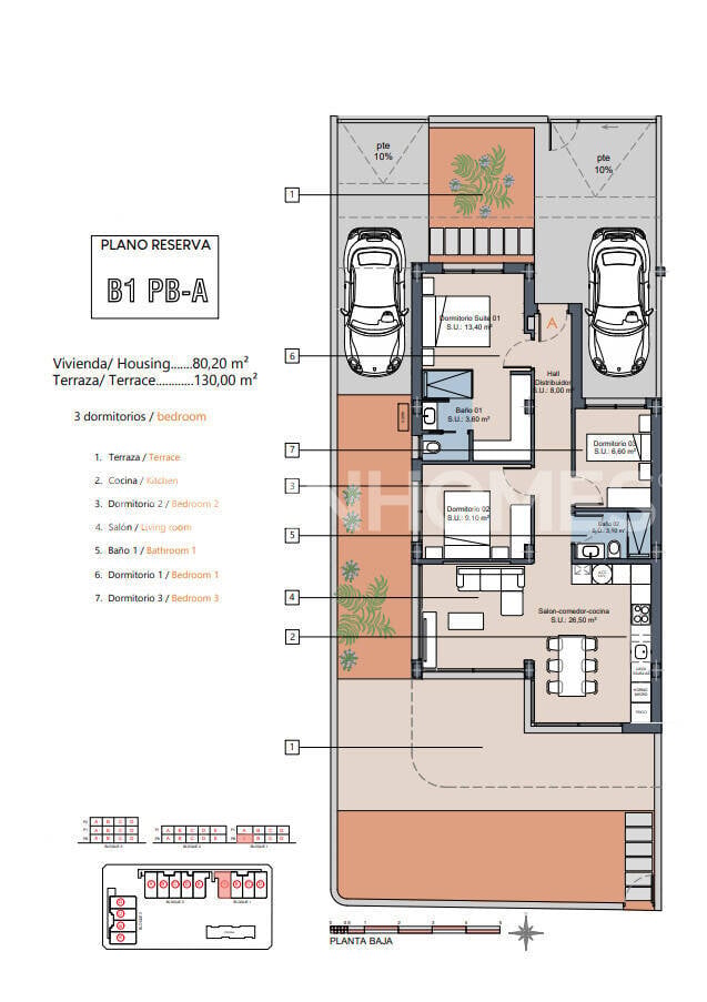 Квартира в Лос-Алькасарес, Мурсия, Испания 3 спальни, 81м2 №161096