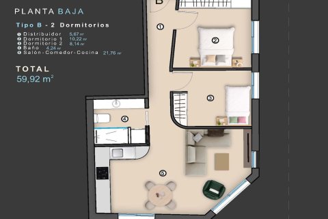 Huoneisto myytävänä Torrevieja, Alicante, Espanja, 2 makuuhuonetta, 59 m2 No. 161228 - kuva 11