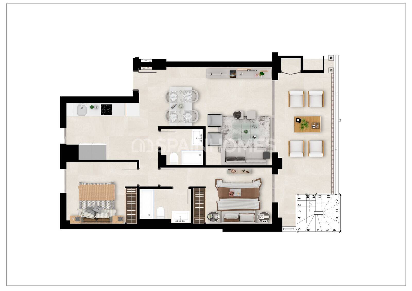Apartment in Mijas, Malaga, Spain 2 bedrooms, 88 sq.m. No. 104414