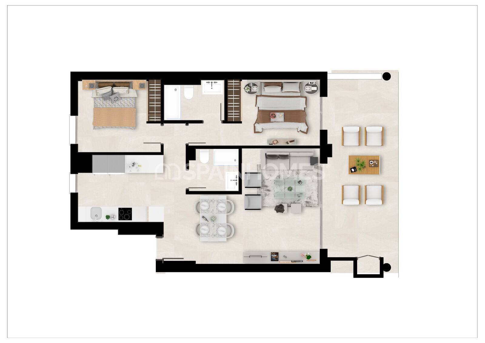 Apartment in Mijas, Malaga, Spain 2 bedrooms, 88 sq.m. No. 104414
