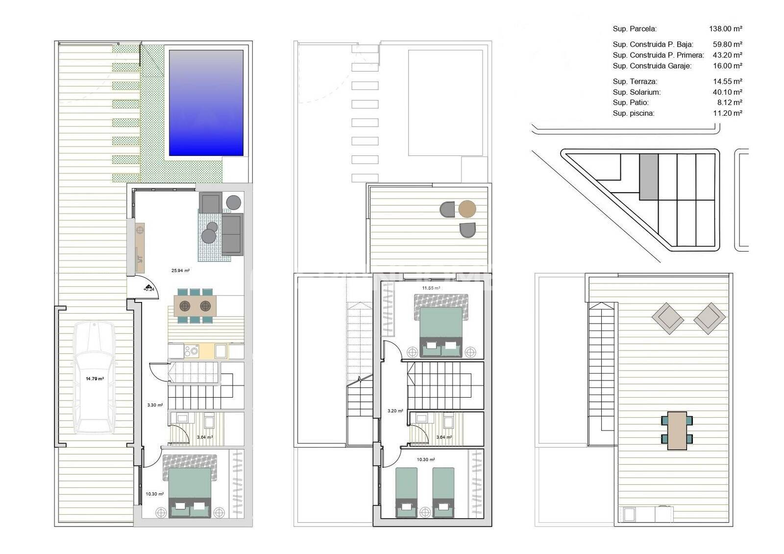 Villa in Los Alcazares, Murcia, Spanien 3 Schlafzimmer, 101 m2 Nr. 104413