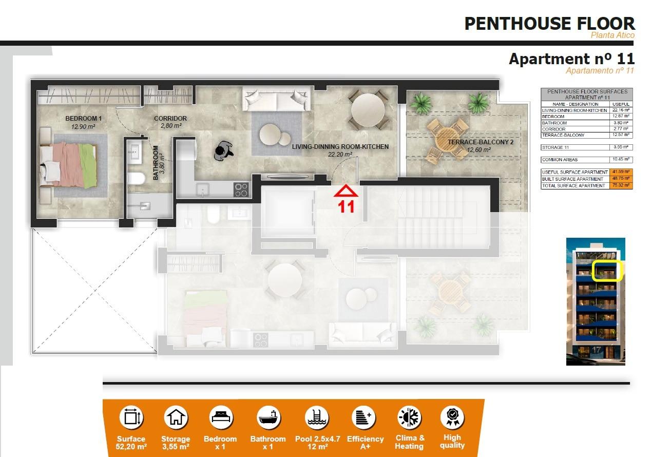 Wohnung in Torrevieja, Alicante, Spanien 1 Schlafzimmer, 75 m2 Nr. 135280