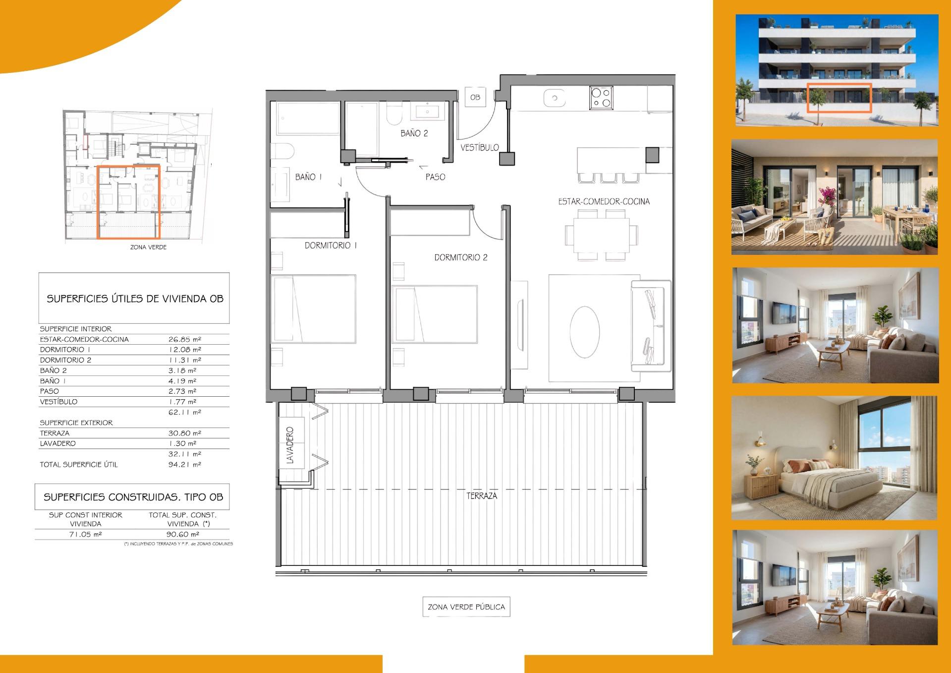 Apartamento en Benijófar, Alicante, España 2 dormitorios, 90 m2 No. 193114