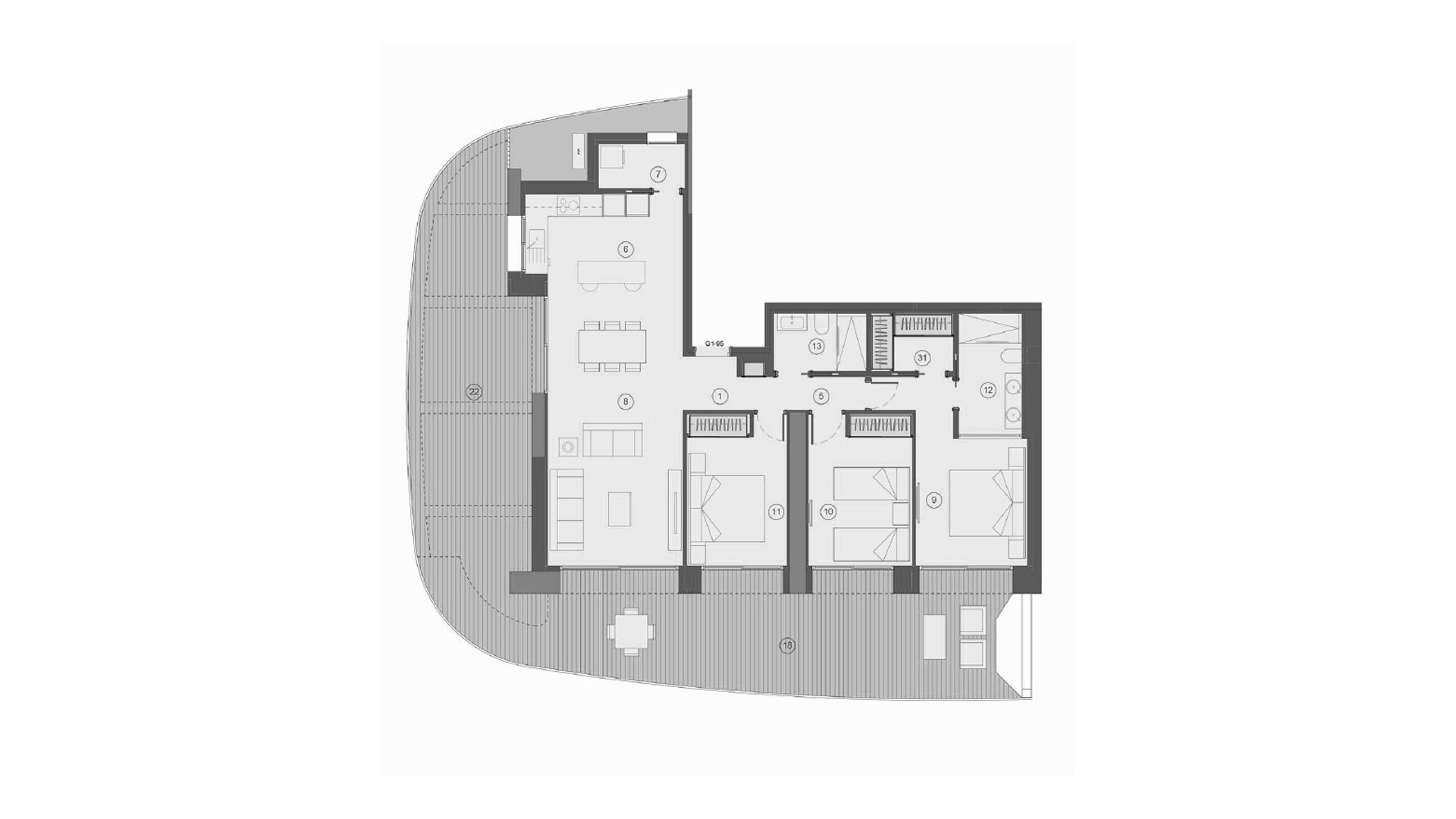 Apartament w TM Tower, Benidorm, Alicante, Hiszpania 3 sypialnie, 200 mkw. nr 146945