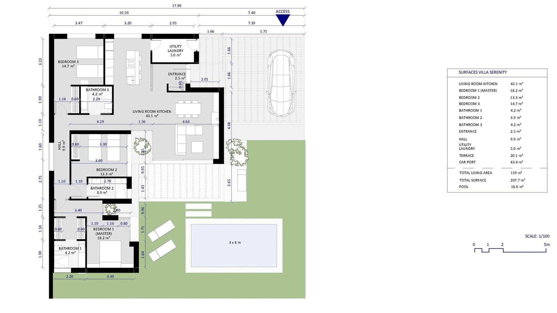 Villa à Murcia, Espagne 3 chambres, 119 m2 No. 67701