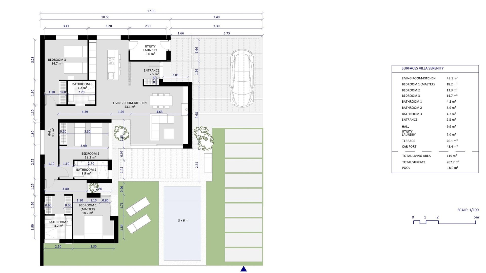 Villa à Murcia, Espagne 3 chambres, 119 m2 No. 67701