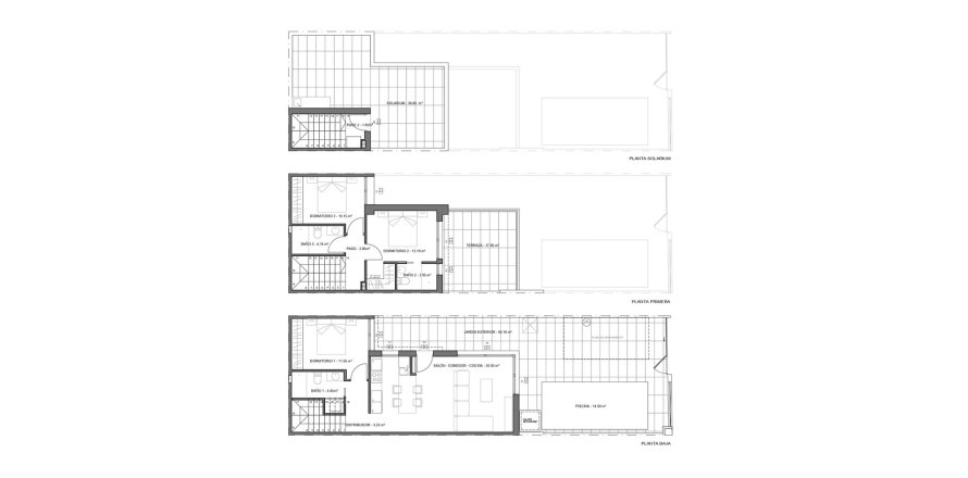 Планировка Виллы «3BR-3» 3 спальни в ЖК Residencial Rosa Morada