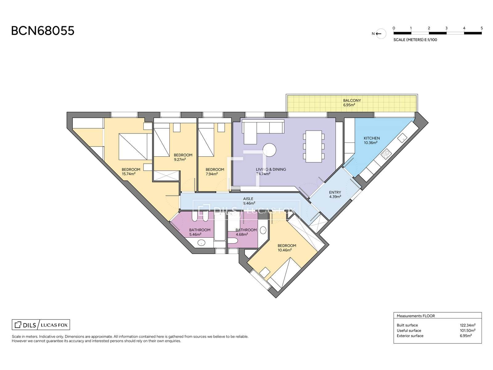 Apartment in Barcelona, Spain 4 bedrooms, 122 sq.m. No. 164617