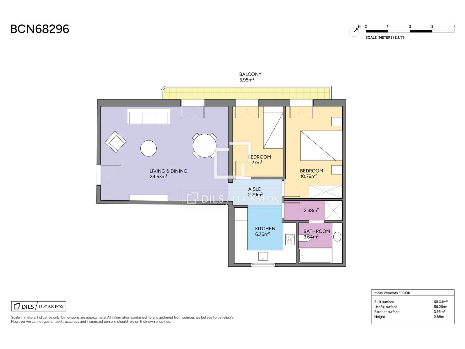 Apartment in Barcelona, Spain 2 bedrooms, 68 sq.m. No. 164613
