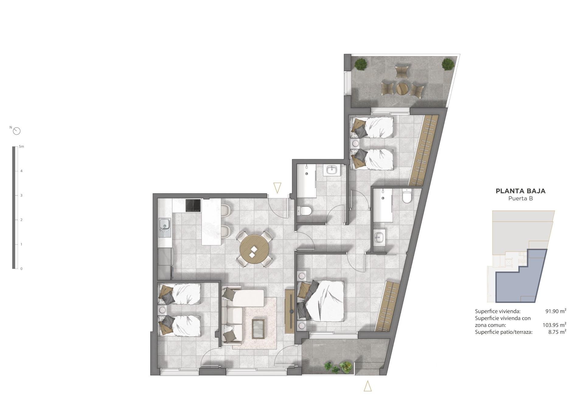 Huoneisto Guardamar del Segura, Alicante, Espanja 3 makuuhuonetta, 86 m2 No. 161237