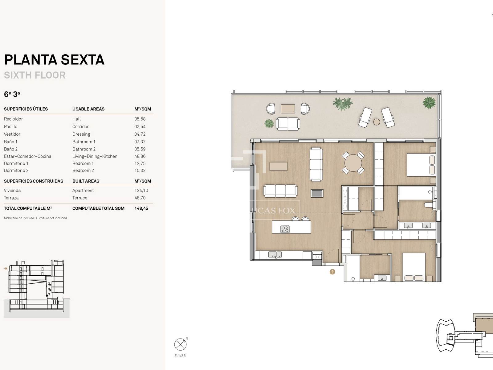 Penthouse in Barcelona, Spain 2 bedrooms, 124 sq.m. No. 150755