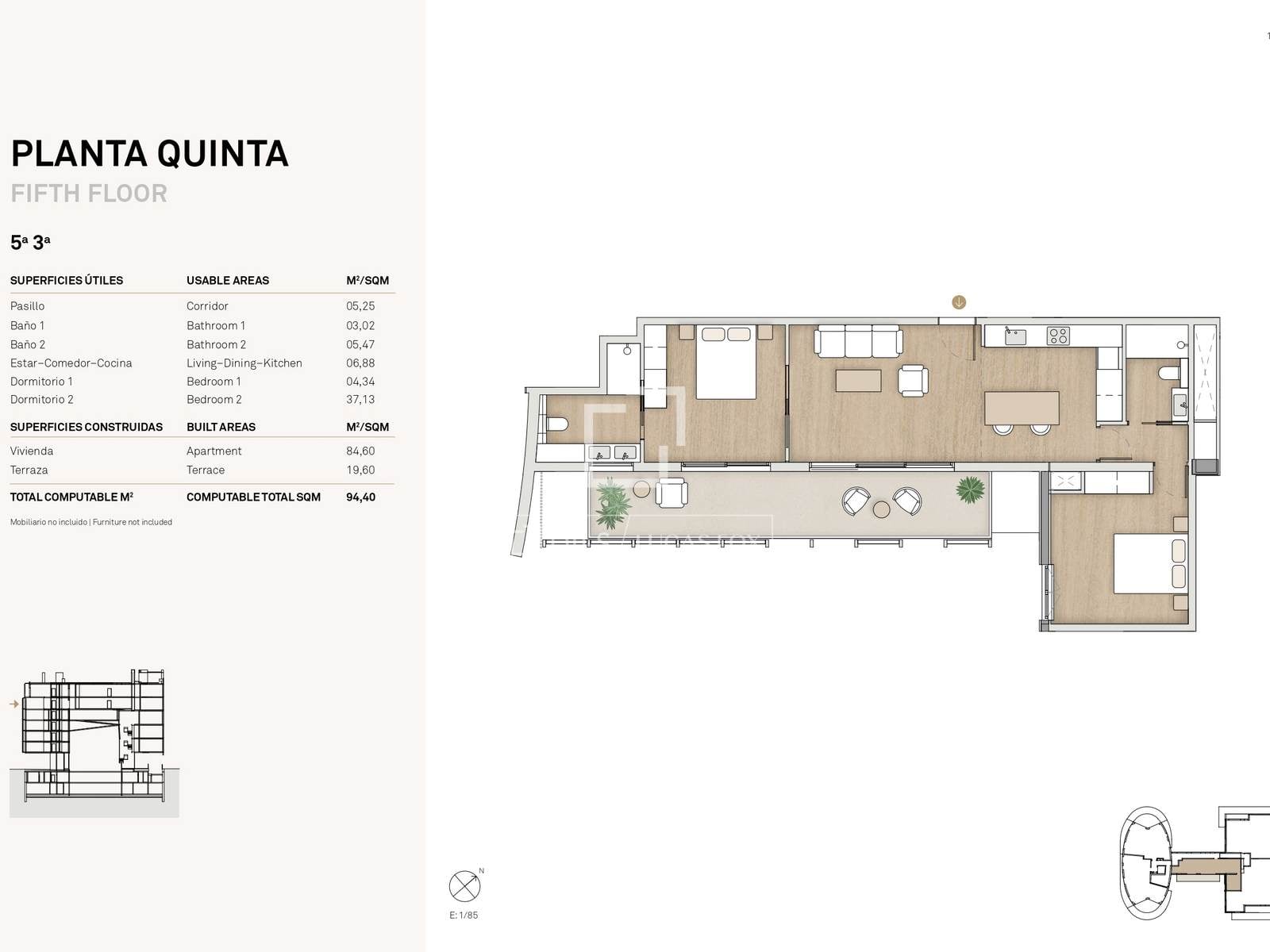 Wohnung in Barcelona, Spanien 2 Schlafzimmer, 84 m2 Nr. 150757