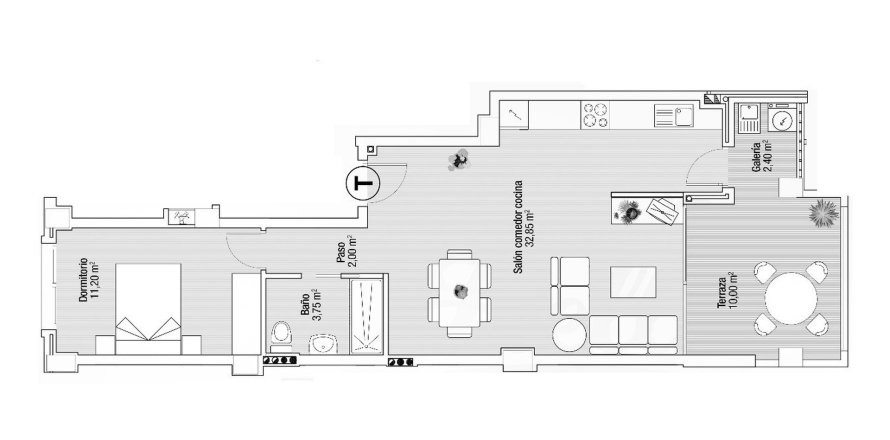 Apartment floor plan «1BR-1», 1 bedroom in PLAYA PRINCIPE