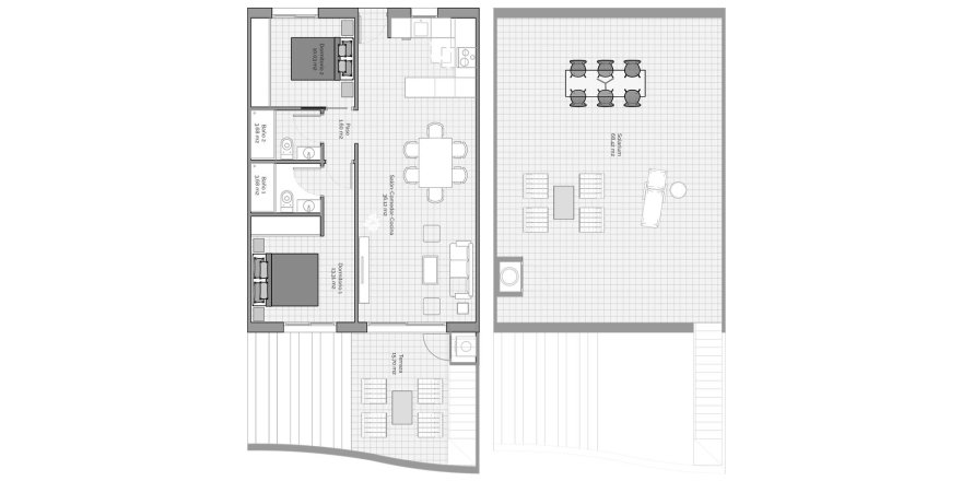 Apartment floor plan «2BR-2», 2 bedrooms in MARQUES GOLF RESORT