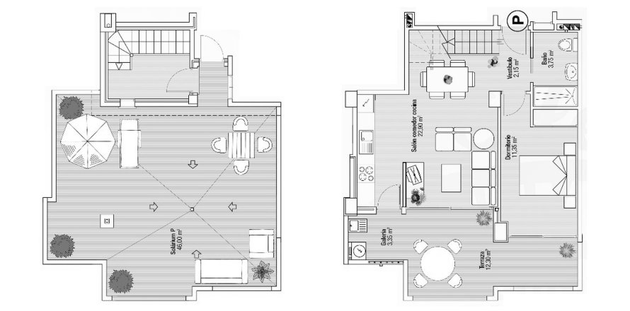 Penthouse floor plan «1BR-2», 1 bedroom in PLAYA PRINCIPE