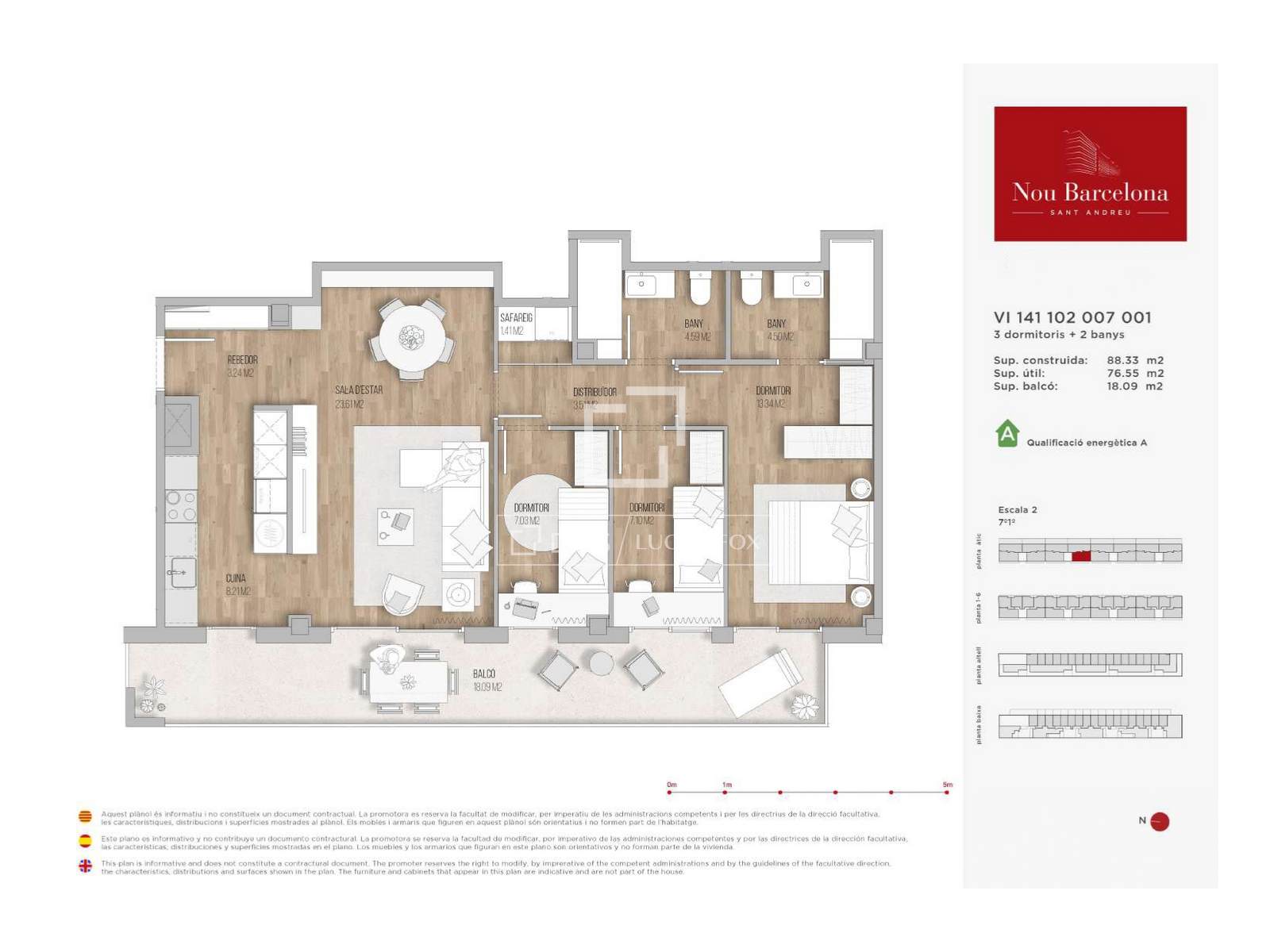 Huoneisto Barcelona, Espanja 3 makuuhuonetta, 88 m2 No. 192764