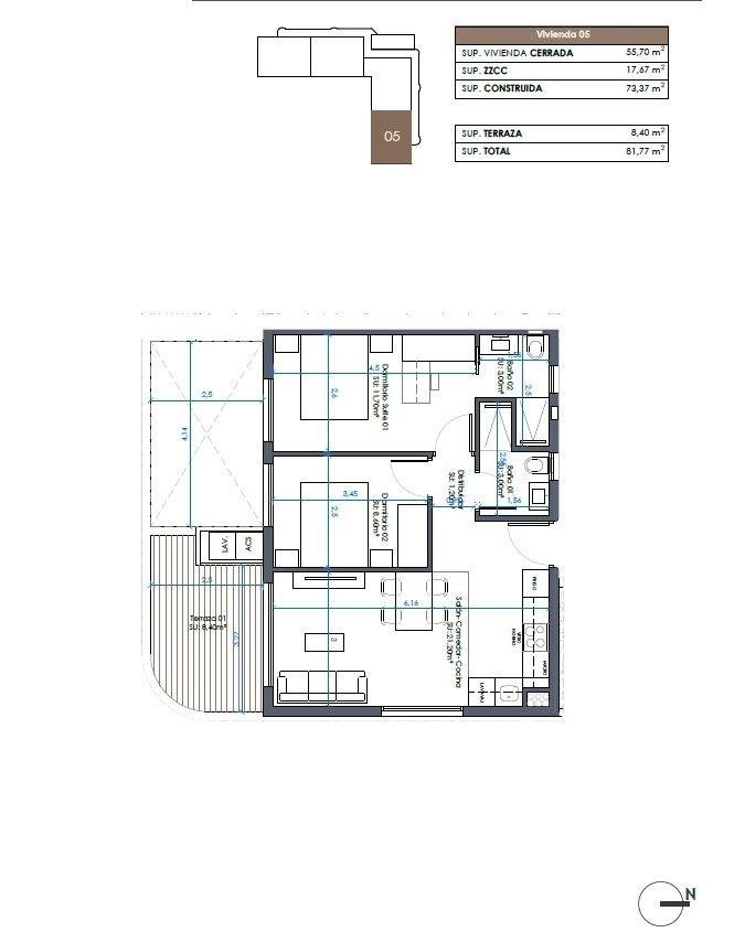 Apartment à Guardamar del Segura, Alicante, Espagne 2 chambres, 73 m2 No. 133923