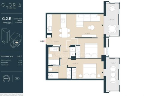 Dzīvoklis pārdošanā Barcelona, Spānijā 2 istabas, 75 m2 Nr. 150675 - attēls 8