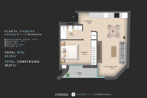 Apartament w Torrevieja, Alicante, Hiszpania 1 sypialnia, 49 mkw. nr 180759 – zdjęcie 13