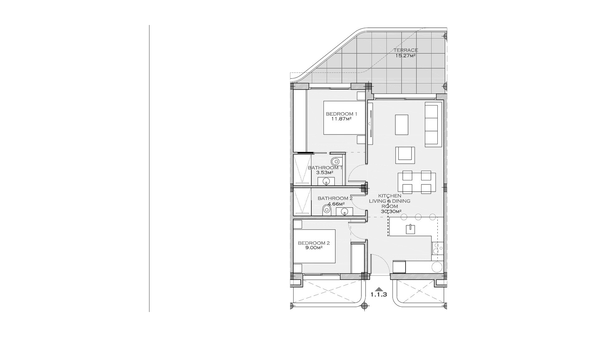Квартира в SERENA BREEZE 3, Лос-Алькасарес, Мурсия, Испания 2 спальни, 88.56м2 №178368
