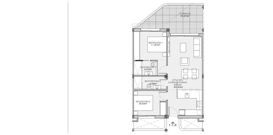 Apartment floor plan «2BR-2», 2 bedrooms in SERENA BREEZE 3
