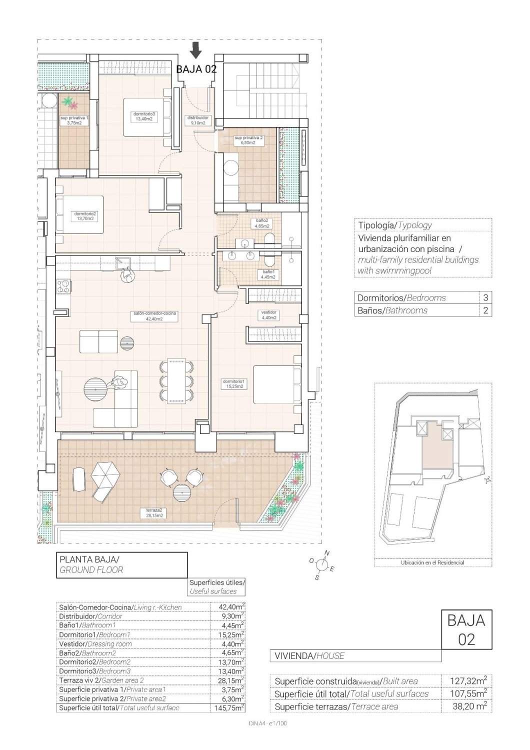 Huoneisto Hondon De Las Nieves, Alicante, Espanja 3 makuuhuonetta, 127 m2 No. 135375
