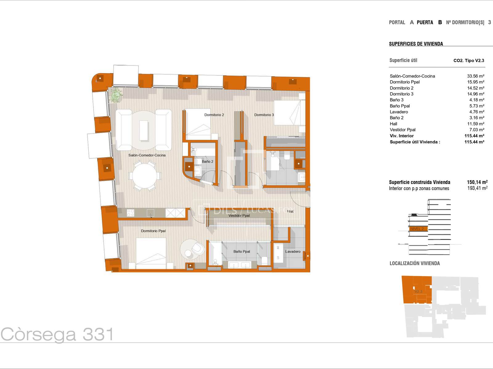 Apartamento en Barcelona, España 3 dormitorios, 150 m2 No. 150764