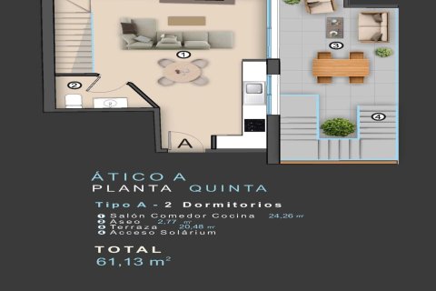 Ático en venta en Alicante, España 2 dormitorios, 90 m2 No. 187368 - foto 13