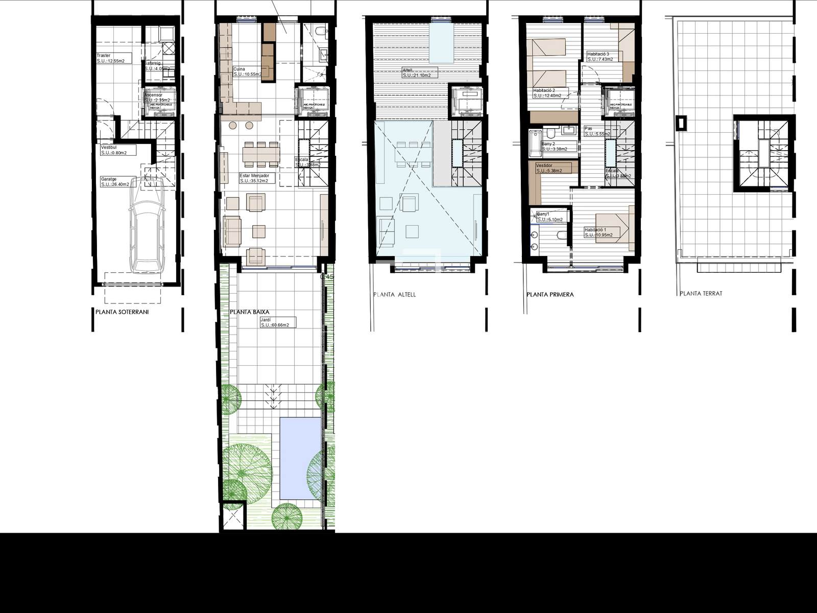 Huvila Barcelona, Espanja 3 makuuhuonetta, 159 m2 No. 192771