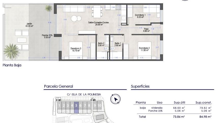 Apartment in Santiago de la Ribera, Murcia, Spain 3 bedrooms, 84 sq.m. No. 137602
