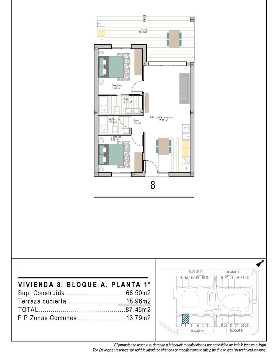 Apartament w Torre-Pacheco, Murcia, Hiszpania 2 sypialnie, 68 mkw. nr 152027