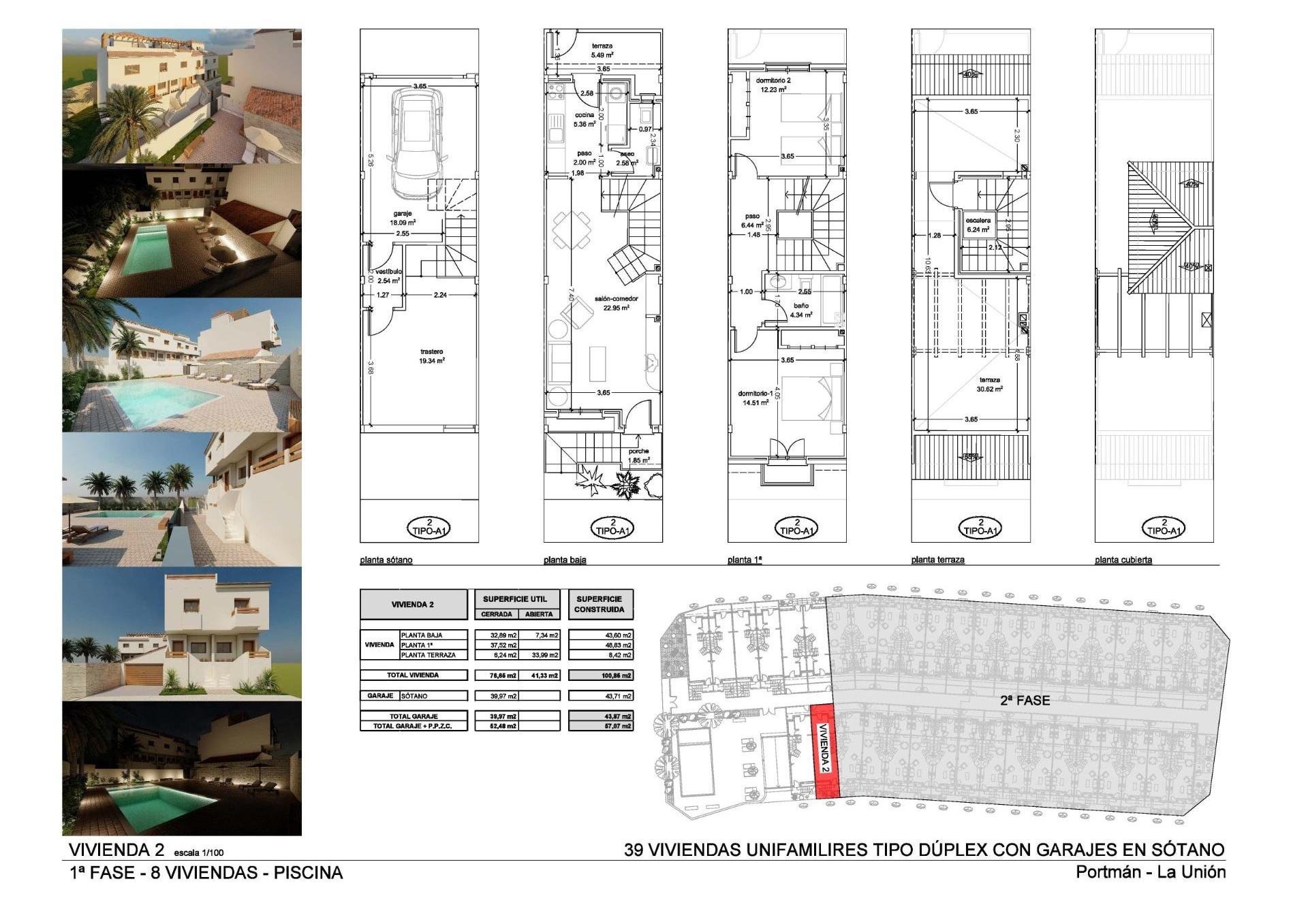 Dvīņu māja La Union, Murcia, Spānijā 2 istabas, 143 m2 Nr. 155302