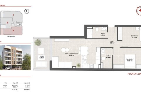 Huoneisto myytävänä Lo Pagan, Murcia, Espanja, 2 makuuhuonetta, 81 m2 No. 161251 - kuva 6