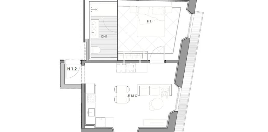 Huoneisto Vilanova i la Geltru, Barcelona, Espanja 1 makuuhuone, 58 m2 No. 150987