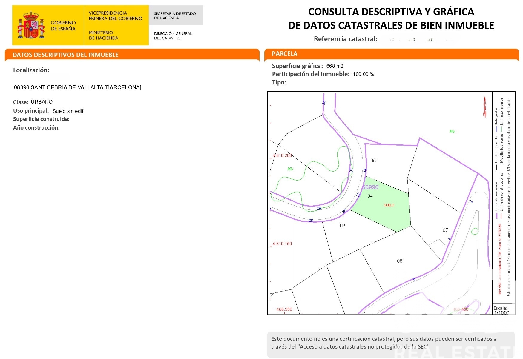 Terreno a Sant Cebria De Vallalta, Barcelona, Spagna 668 mq. N° 185012