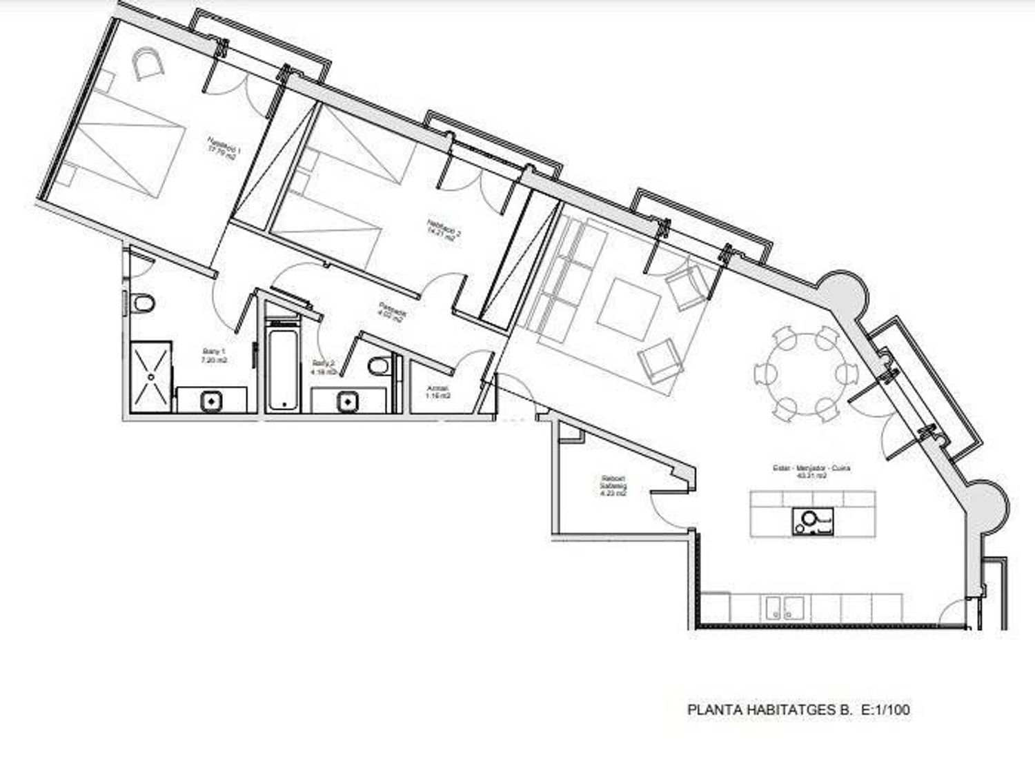 Apartment à Barcelona, Espagne 2 chambres, 110 m2 No. 161321