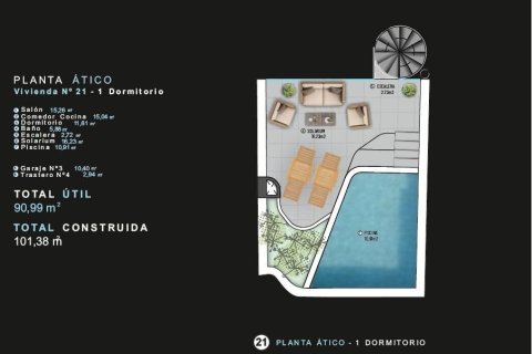 Ático en venta en Alicante, España 1 dormitorio, 50 m2 No. 187223 - foto 14