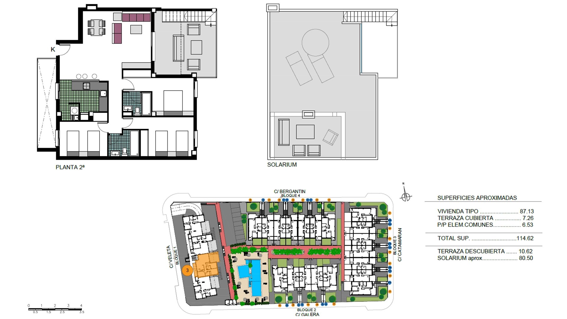 Appartamento in Higuericas Bay, Alicante, Spagn, 3 camere da letto, 87.13 mq. N° 74759