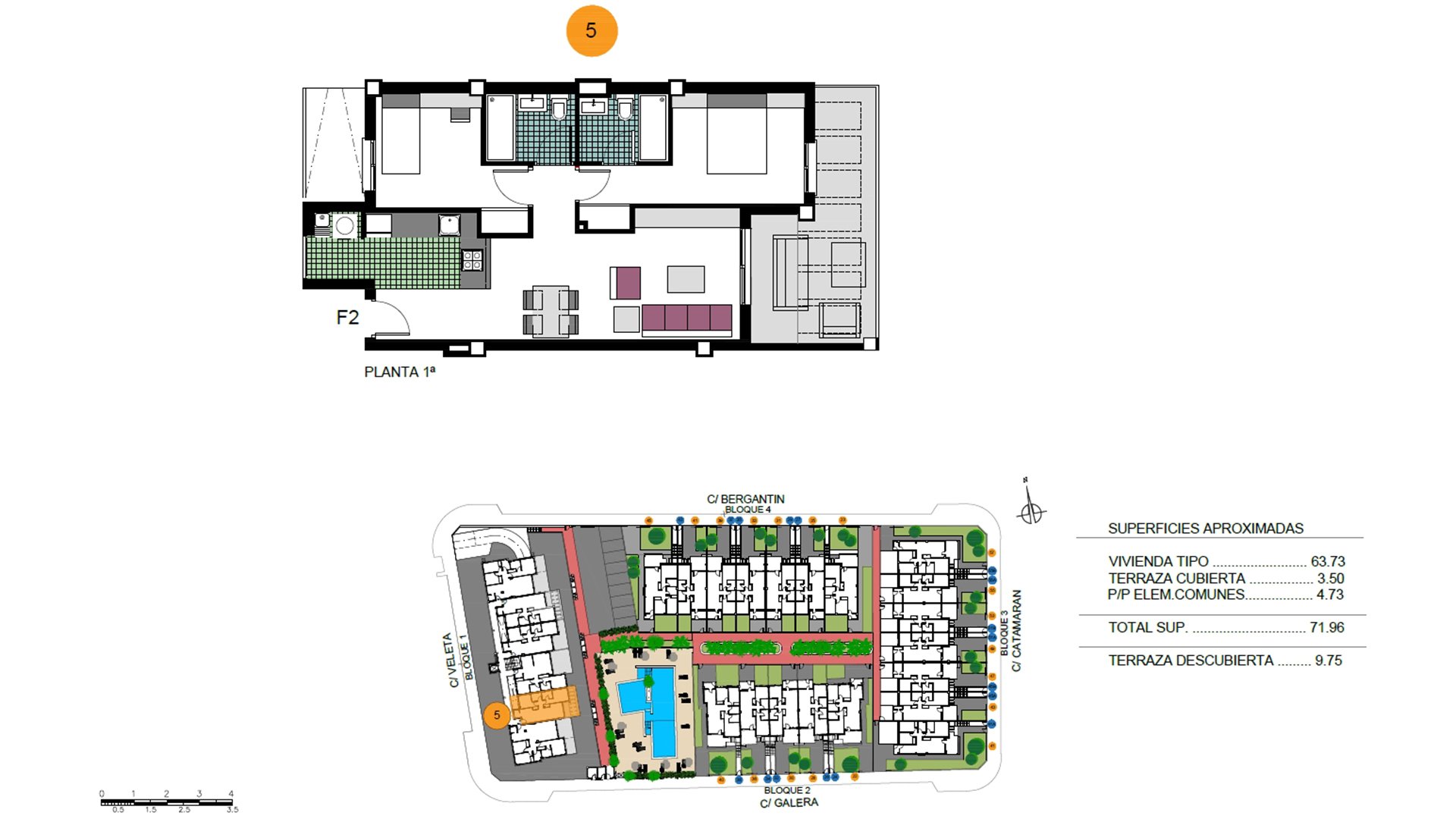 Apartment en Higuericas Bay, Alicante, Espagne 3 chambres, 70 m2 No. 74757
