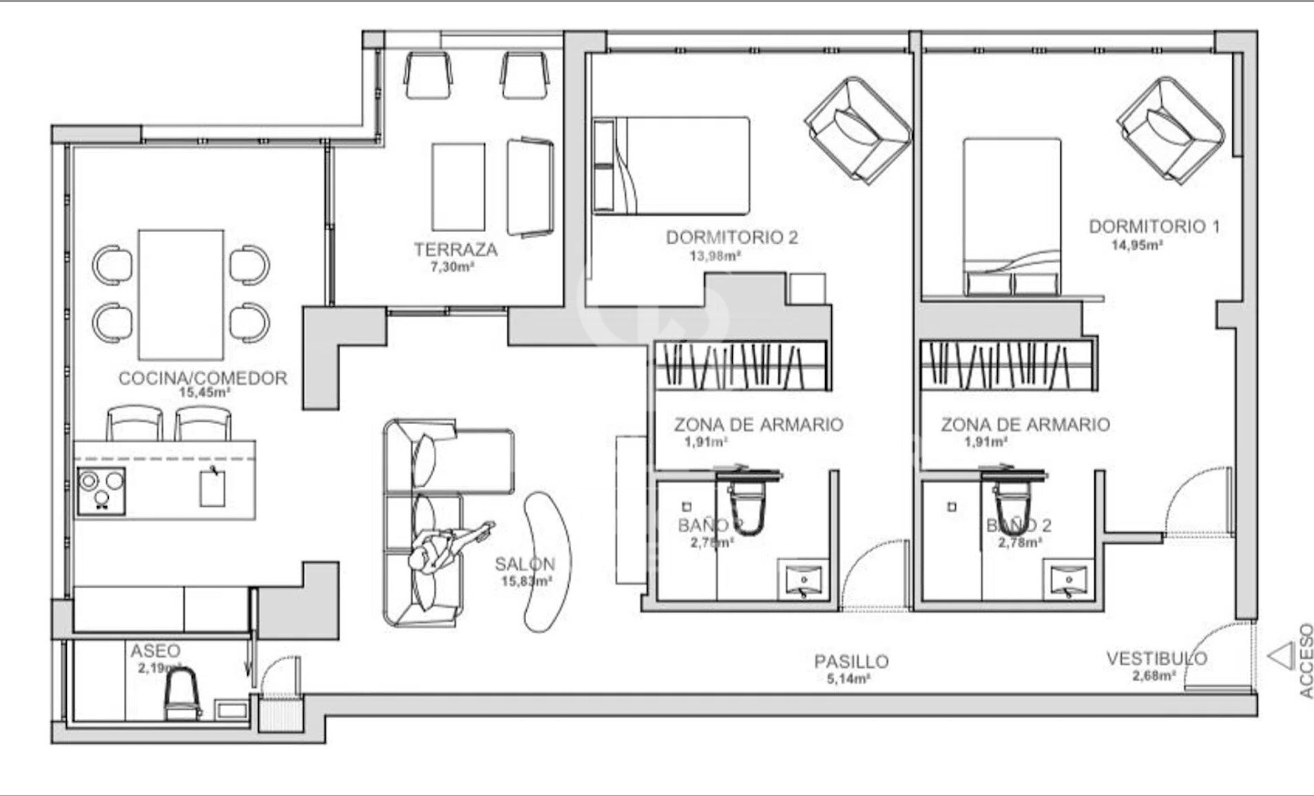 Dzīvoklis Madrid, Spānijā 2 istabas, 130 m2 Nr. 179075