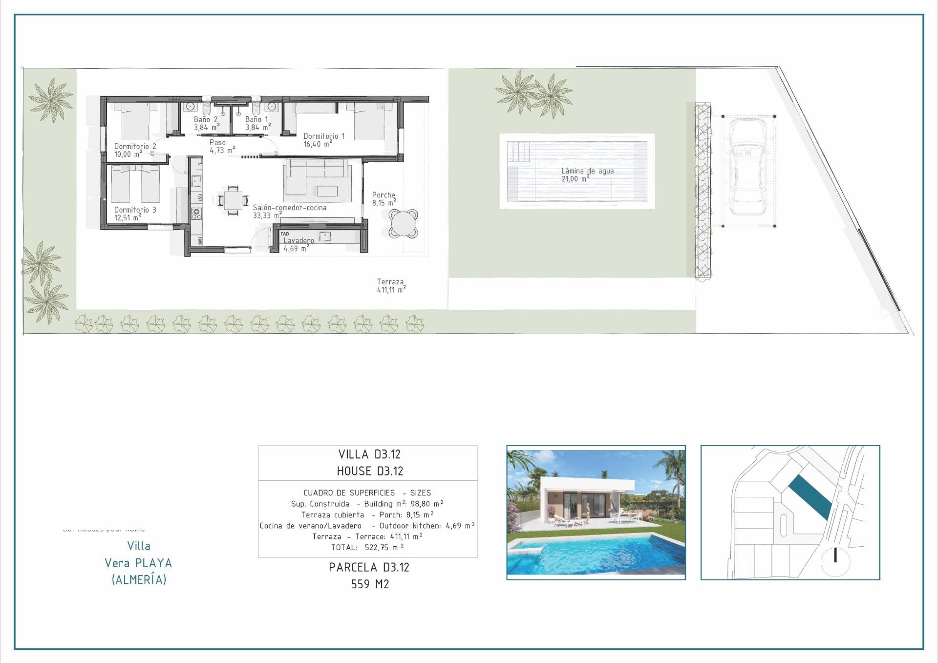 Huvila Vera, Almeria, Espanja 3 makuuhuonetta, 98 m2 No. 137612