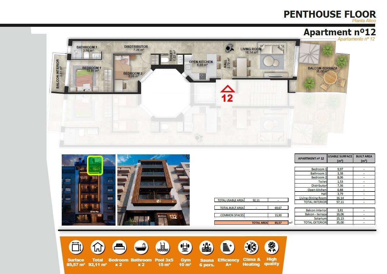 Penthauss Torrevieja, Alicante, Spānijā 2 istabas, 69 m2 Nr. 137607