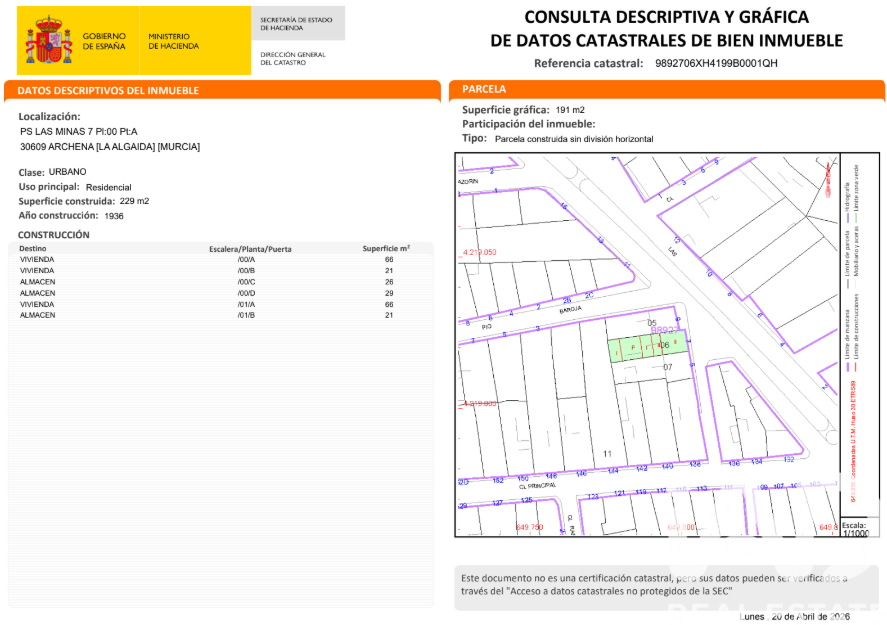 Dom w Archena, Murcia, Hiszpania 5 sypialni, 229 mkw. nr 184887