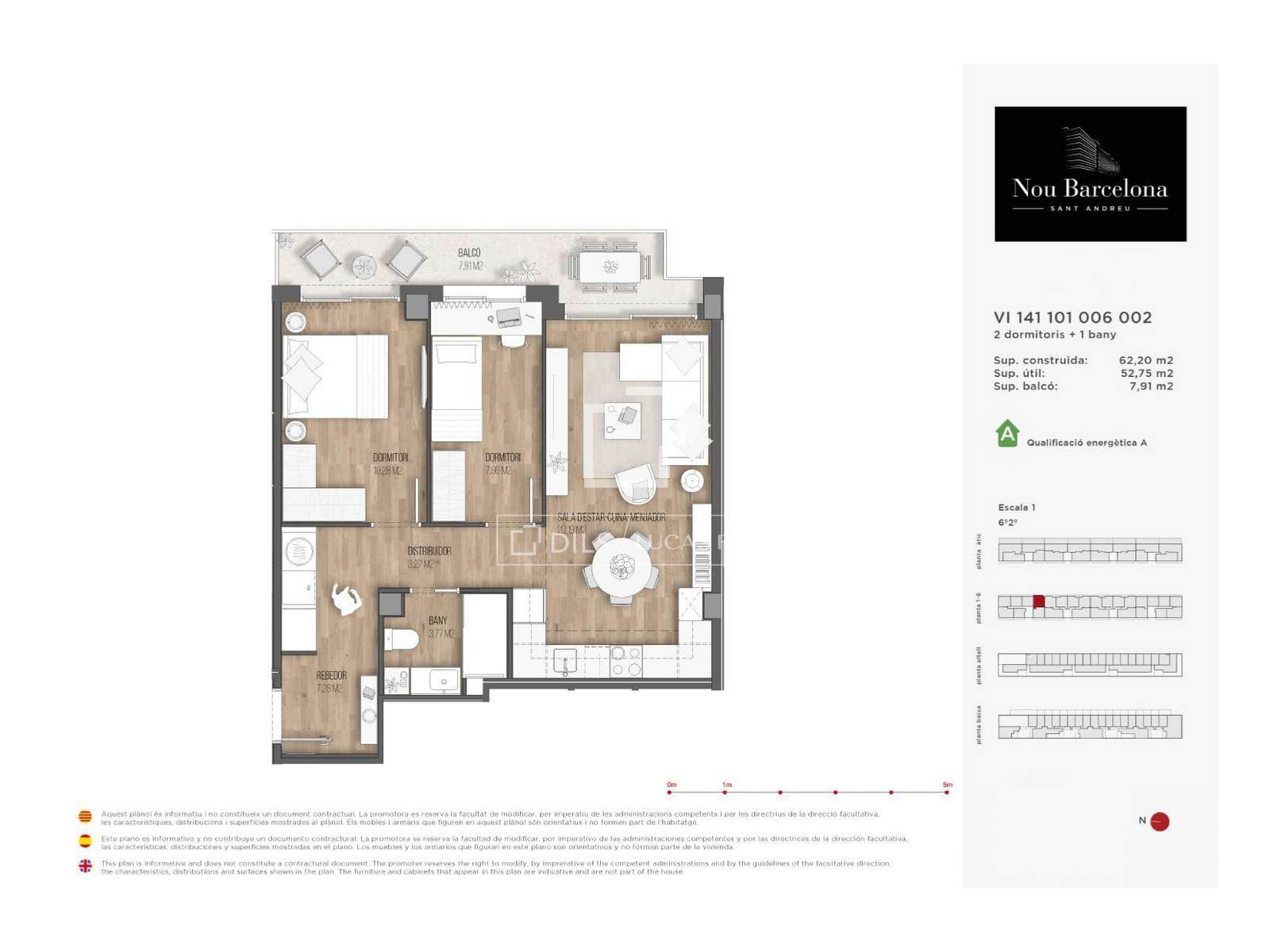 Appartamento a Barcelona, Spagna 2 camere da letto, 62 mq. N° 150702