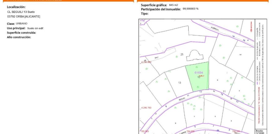 Land plot in Orba, Alicante, Spain No. 183967