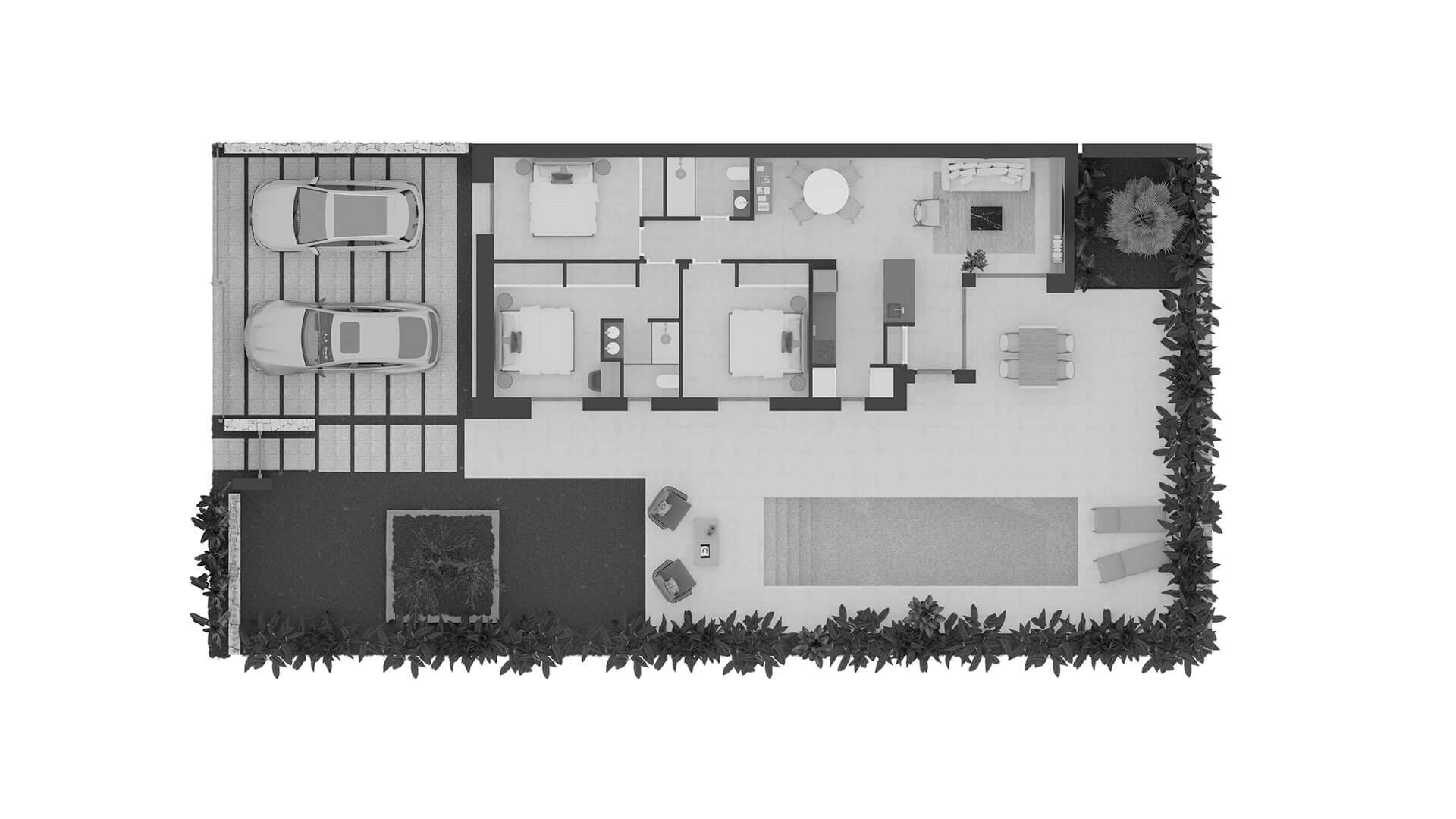 Villa i La Pinada Nature Resort, Finestrat, Alicante, Spanien 3 sovrum, 107.79 kvm. Nr. 147286