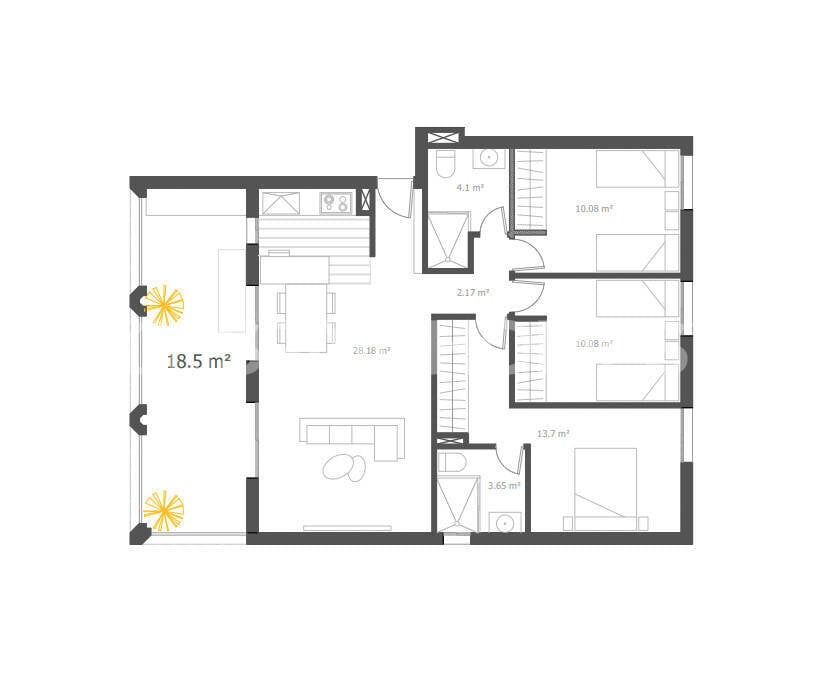 Huoneisto Villajoyosa, Alicante, Espanja 3 makuuhuonetta, 83 m2 No. 142684